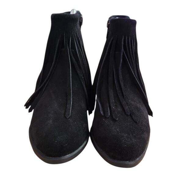 Steve Madden FLIRT Suede Leather Fringe Black Ankle Bootie Boots Size Women 6.5 - Picture 5 of 10